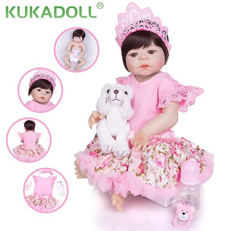 KUKADOLL 23 Inch 57 CM Reborn Baby Girl Doll Full Silicone Body