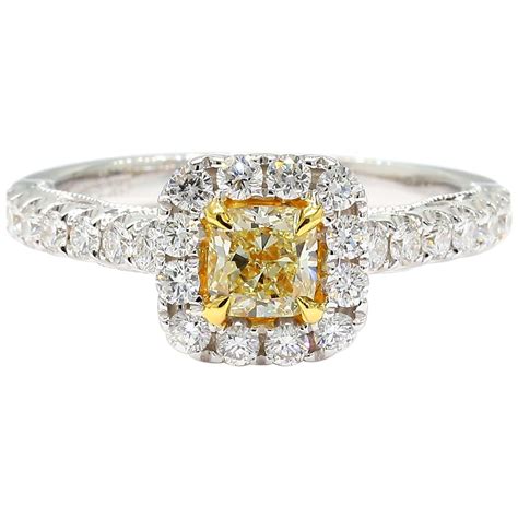 Natural Yellow Cushion Diamond Carat Tw Gold Cocktail Ring For