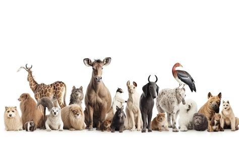 Premium Photo | Large Group of all Animals Together on white background