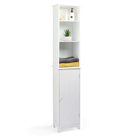 Buy Vonhaus Tall Bathroom Cabinet White Freestanding Storage Cupboard Slimline Tallboy Unit