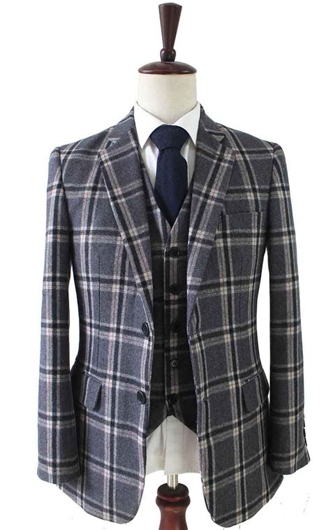 Grey Windowpane Plaid Tweed 2 Piece Suit 丨bdtailormade