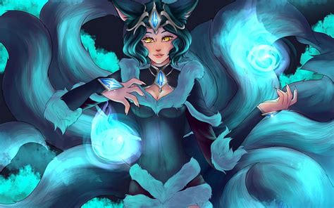 Ahri Art Tails Game Woman League Of Legends Fantasy Girl Fox