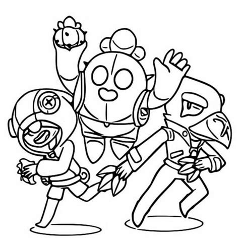 Spike Leon And Crow In Legendary Brawlers Team From Brawl Stars Coloring Page Free Printable