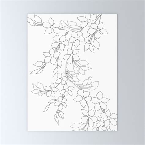 Minimal Wild Roses Line Art Mini Art Print By Nadja Rose Line Art