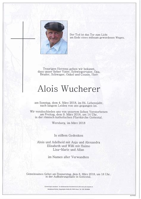 Parte für Alois Wucherer pax requiem