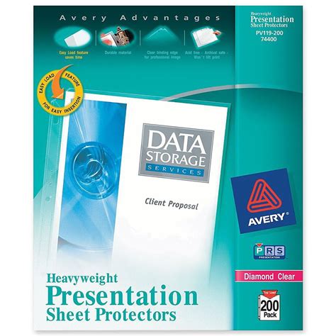 Avery Diamond Clear Heavyweight Sheet Protectors Easy Load 200