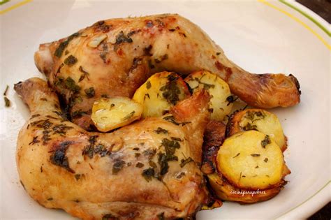 Cocina Para Pobres Cuarto Trasero De Pollo Al Horno Con Ajo Y Perejil