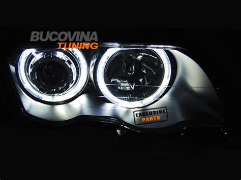 Faruri Angel Eyes Led Compatibile Cu Bmw E D Black