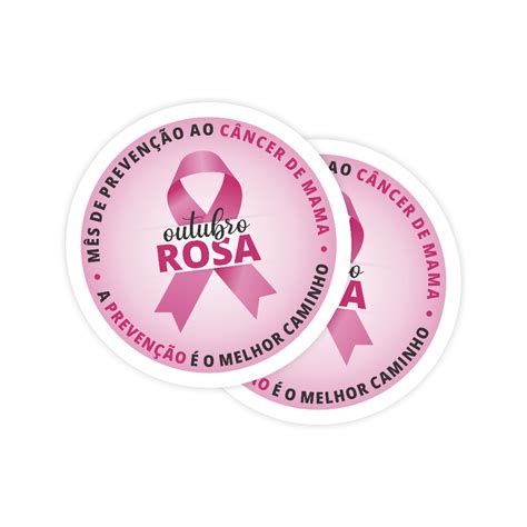 Adesivos Outubro Rosa Prevenção do Cancêr de Mama 4cm Em Vinil 50 Uni