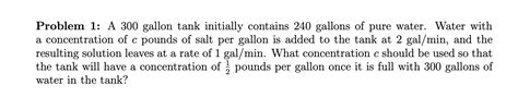 Solved Problem A Gallon Tank Initially Contains Chegg