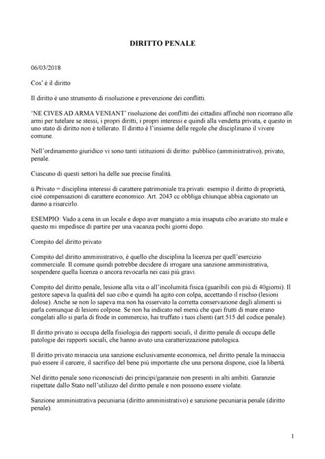 Diritto Penale Appunti Presi A Lezione Diritto Penale Cos