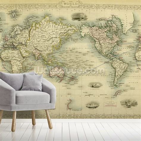 Th Century World Map Wallpaper Wallsauce Us Antique World Map The