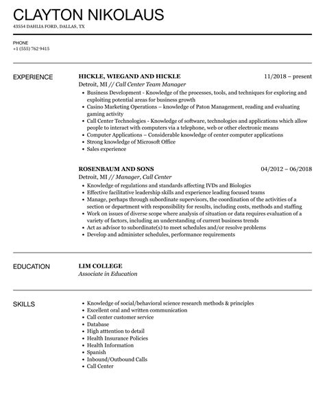 Call Center Resume Samples Velvet Jobs