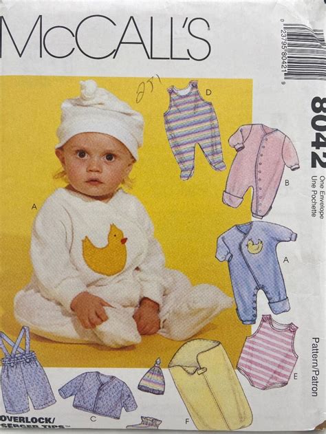 Mccalls Sewing Pattern 8042 Infant Newborn Baby Preemie Layette Romper