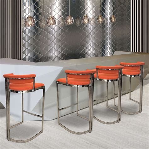 Brighten Your Home With Set Of Two Orange Bar Stools