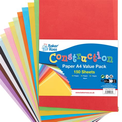 Buy Baker Ross Fx824 A4 Construction Paper Value Pack Pack Of 150