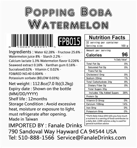 Buy Fanale Popping Boba Pearls For Bubble Tea 7 Lb Watermelon