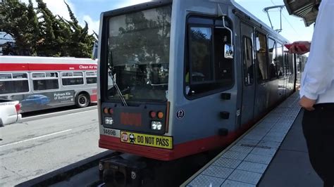 Sf Muni Car Breda Lrv Train On Route M Ocean View Arrives