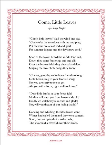 “Come, Little Leaves” by George Cooper | Sallie Borrink