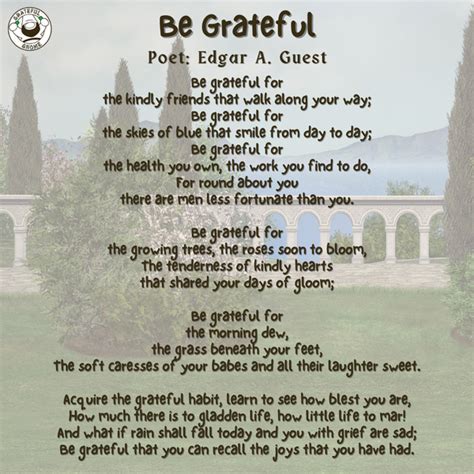 Poem of the Day - Be Grateful – Grateful Gnome