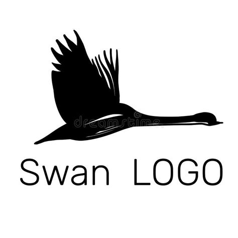 Illustration Of Flying Black Swans Logo Design Template Stock Vector