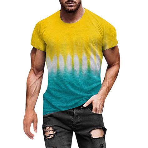 Mens Tops Mens Fashion Summer Neckline T Shirt 3d Printing Pattern