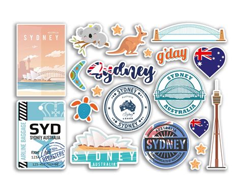 A Sticker Sheet Sydney Landmarks Vinyl Stickers Australia City Map