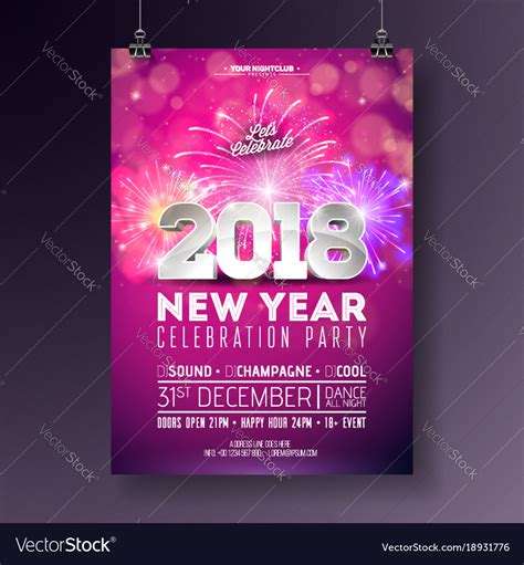 New Year Party Celebration Poster Template Vector Image