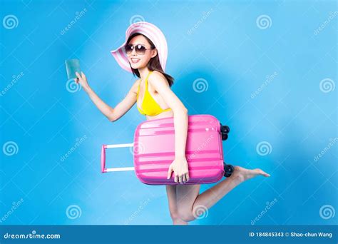 Asian Woman Wear Bikini Swimsuit Stock Image Image Of Space Happy