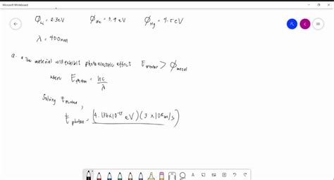 Solved Lithium Beryllium And Mercury Have Work Functions Of Ev