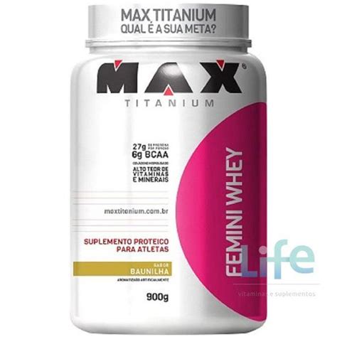 Femini Whey 900g MAX TITANIUM Massa Muscular Magazine Luiza