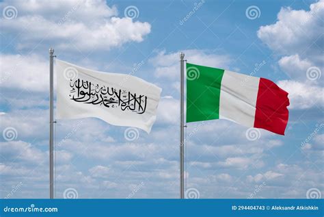 Italy And Afghanistan Flags Country Relationship Concept Stock