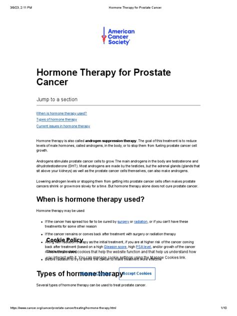 Hormone Therapy For Prostate Cancer | PDF | Androgen | Prostate Cancer