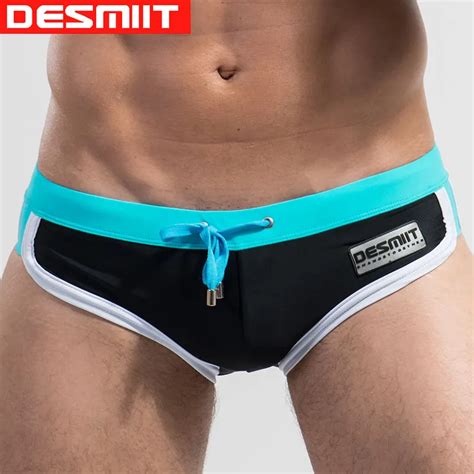 Desmiit Maillot de bain pour hommes slip de plage sexy style épissé