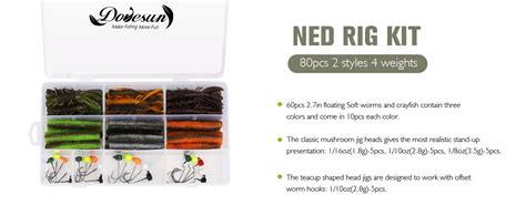 Amazon Dovesun 64pcs Ned Rig Jig Heads Ned Rig Hooks With Soft