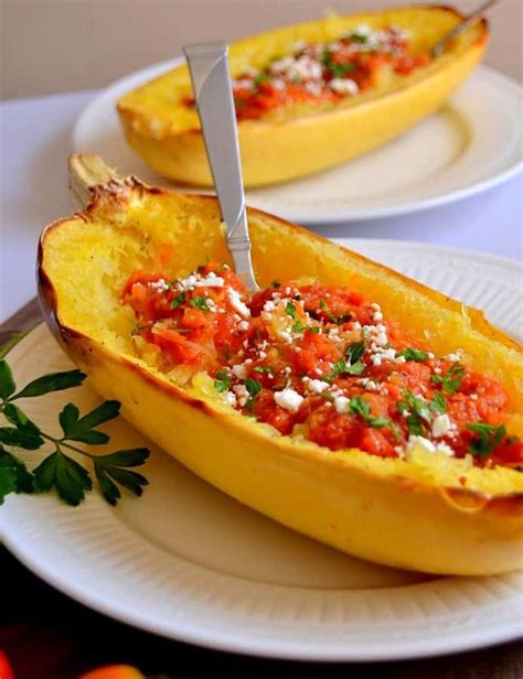 SPAGHETTI SQUASH WITH ROASTED GARLIC CHERRY TOMATO SAUCE Tattooed Martha