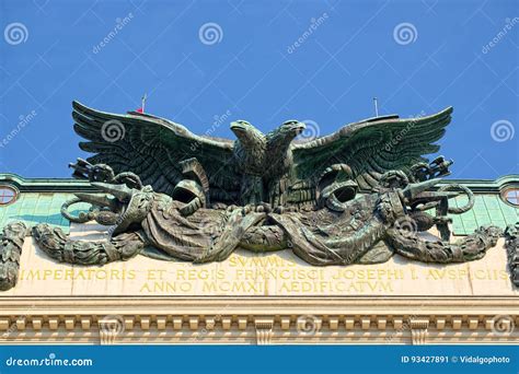 Bronze Sculpture Of Double Headed Eagle In Vienna Austria Editorial