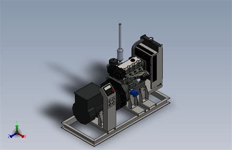 30kw柴油发电机外形3d图纸 Solidworks设计 附stepsolidworks 2016模型图纸下载 懒石网