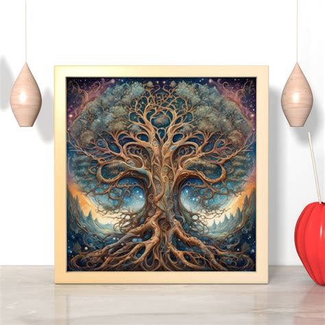 Yggdrasil Wall Art Digital Prints Intricate Treelike Structure With