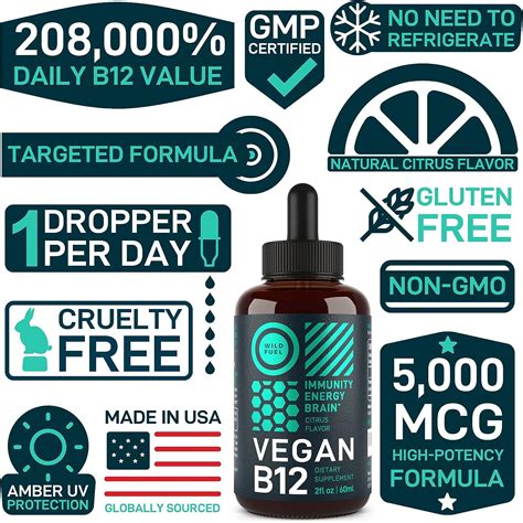 Vegan Vitamin B12 Liquid Supplement 5000mcg - High-Potency