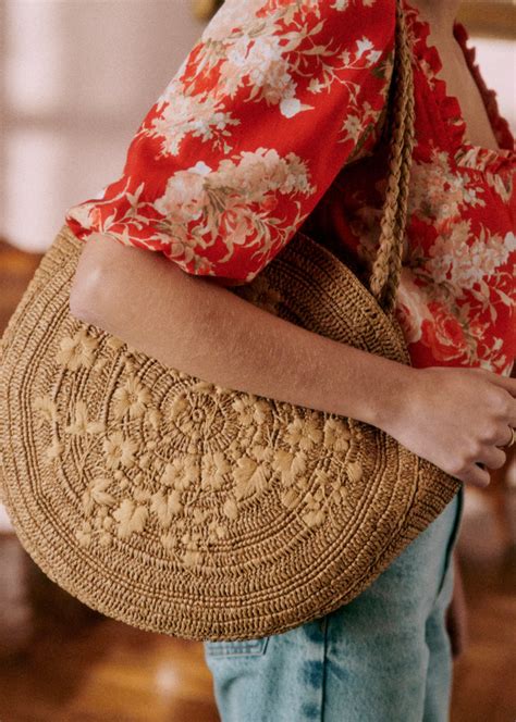 June Basket Raffia Embroidered With Lemons Raffia S Zane