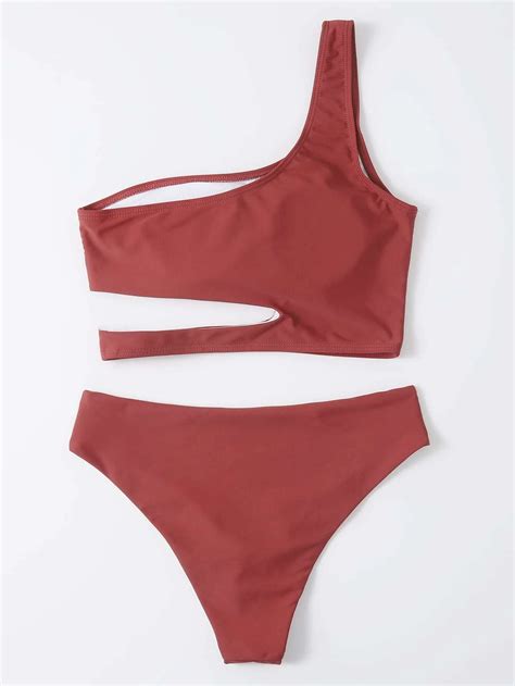 Shein Bikini Con Abertura De Un Hombro Vezia