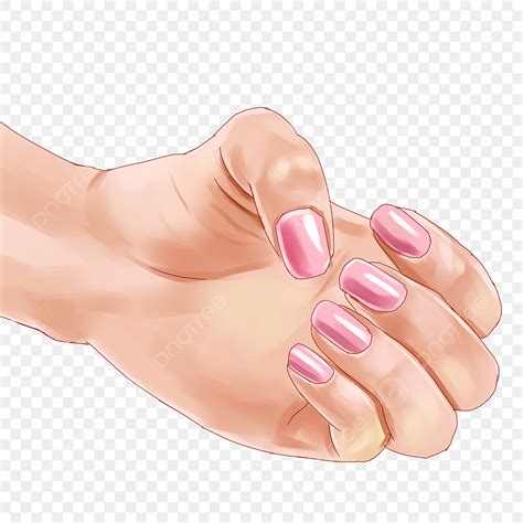 Pink Nails Semi Handshake Creative Illustration Three Dimensional