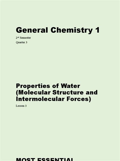 Lesson 3 Properties Of Water Molecular Structure And Imf Pdf Water Properties Of Water