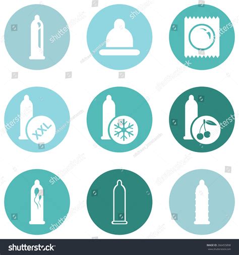 Vector Set Condom Icons Types Condoms Stock Vector Royalty Free