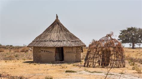 Mud Hut Village Tarangire National Park Tanzania Africa Stock Photo