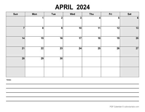 April 2024 Printable Calendar