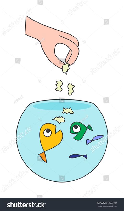 Cartoon Vector Illustration Hand Feeding Fish Stock Vector (Royalty ...