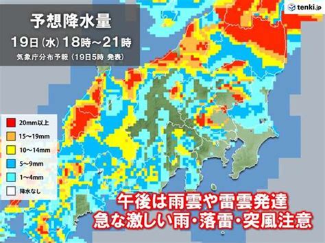 きょう19日の関東 午後は北部や埼玉で局地的に激しい雨 帰宅時も急な雨に注意au Webポータル国内ニュース