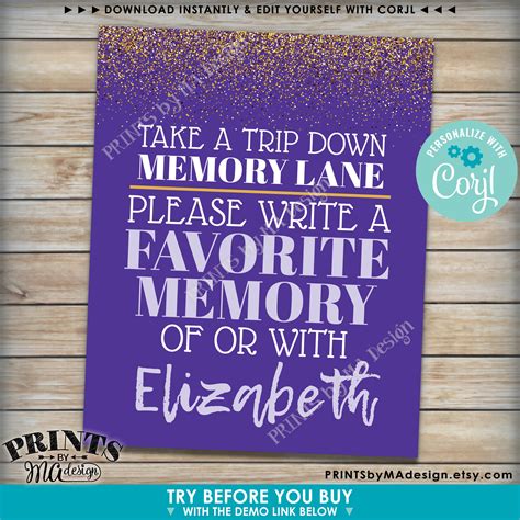 Memory Sign Take A Trip Down Memory Lane And Share A Favorite Etsy